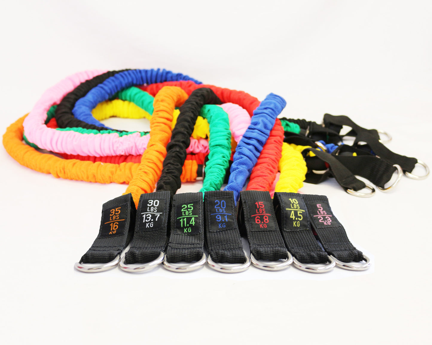 Resistance Bands | Exercise Bands Set - 7 SNAP PROOF Fitness Bands with Handles | Equipment Kit Great For Arms | Workout Legs and Butt